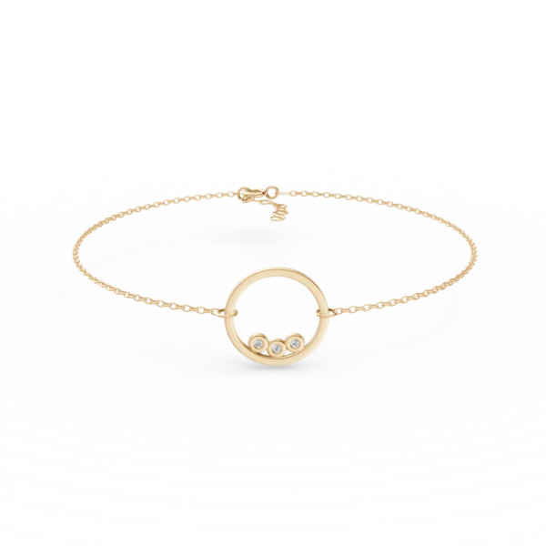 Bratara cu pandantiv cerc din aur galben cu zirconii