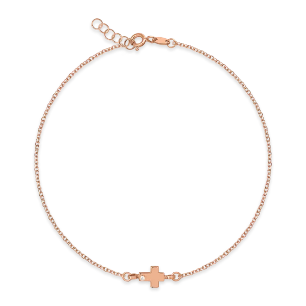 Bratara cu pandantiv cruce din aur roz si zirconia