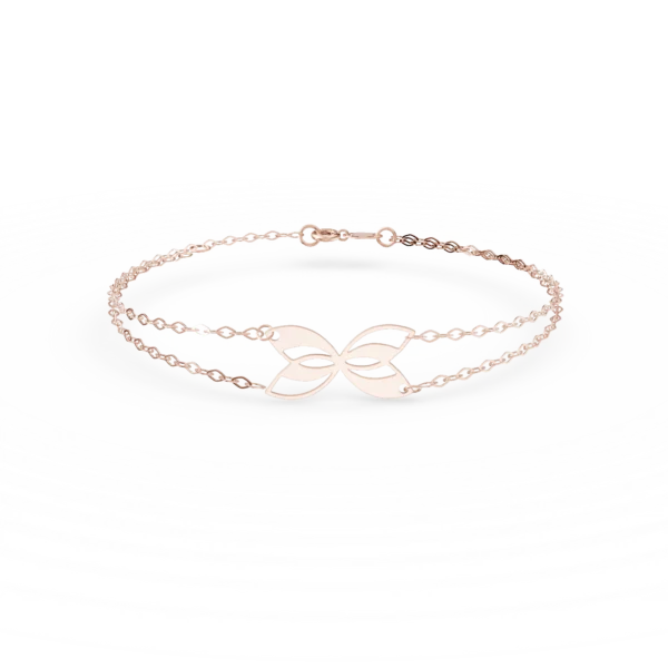 Bratara cu pandantiv fluture si zale din aur roz