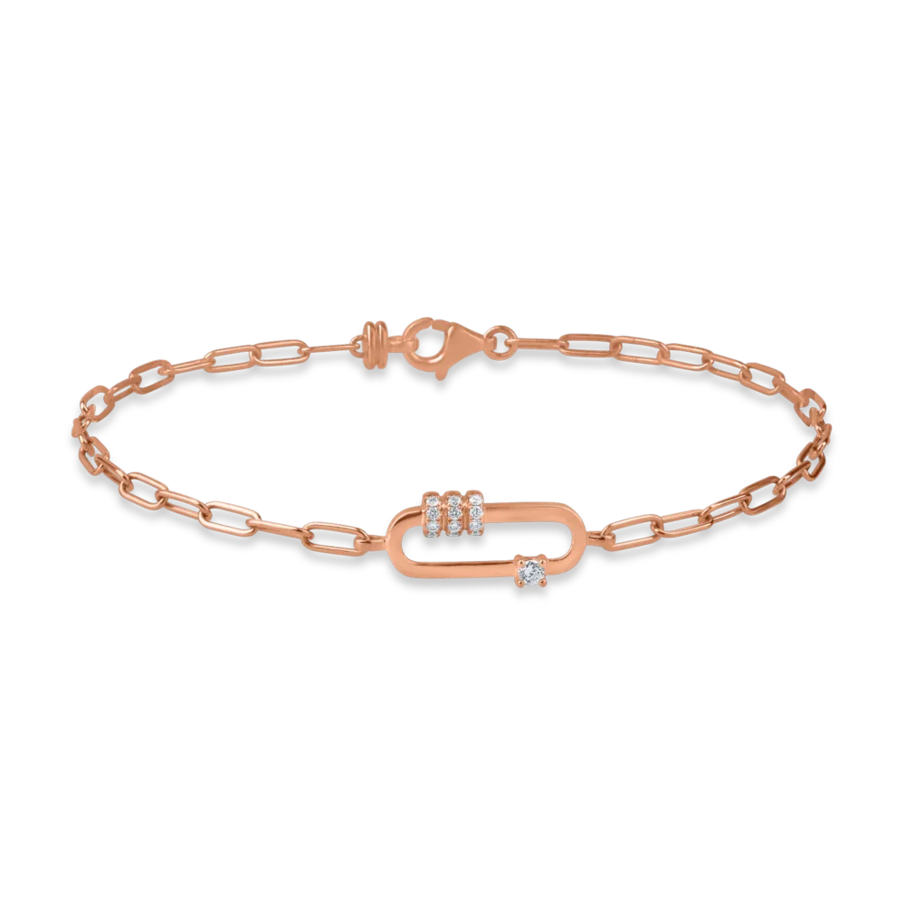 Bratara cu pandantiv geometric din aur roz cu diamante de 0.07ct