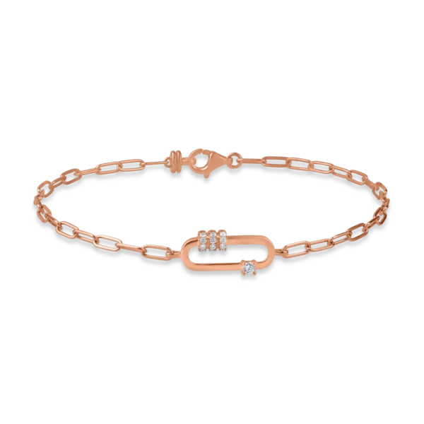 Bratara cu pandantiv geometric din aur roz cu diamante de 0.07ct
