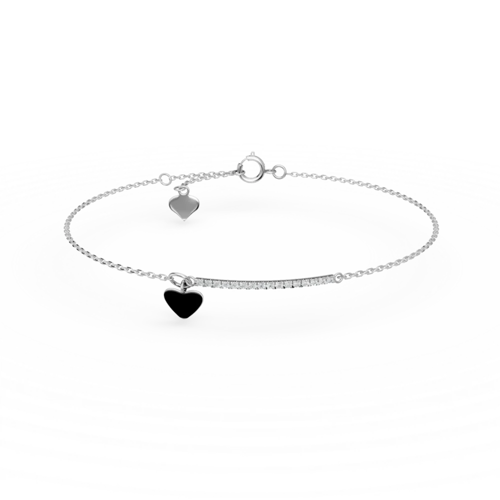 Bratara cu pandantiv inima din aur alb cu diamante de 0.07ct