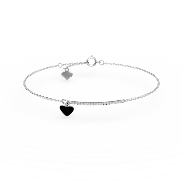 Bratara cu pandantiv inima din aur alb cu diamante de 0.07ct