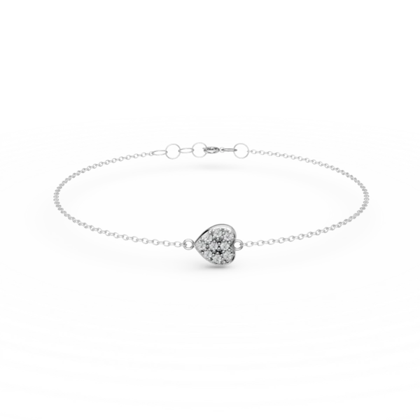 Bratara cu pandantiv inima din aur alb cu zirconii