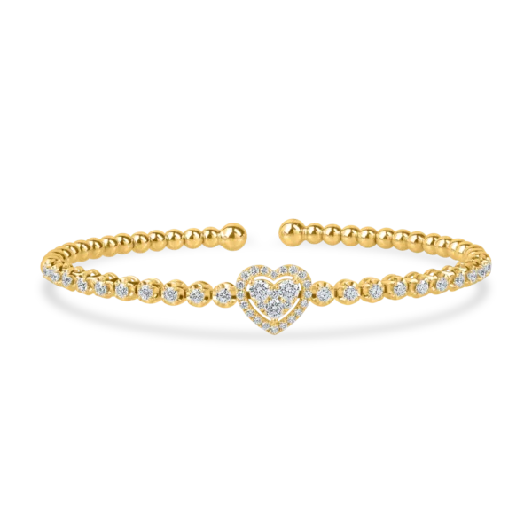 Bratara cu pandantiv inima din aur galben cu diamante de 0.9ct