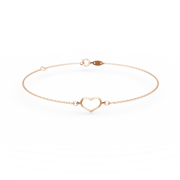 Bratara cu pandantiv inima din aur roz