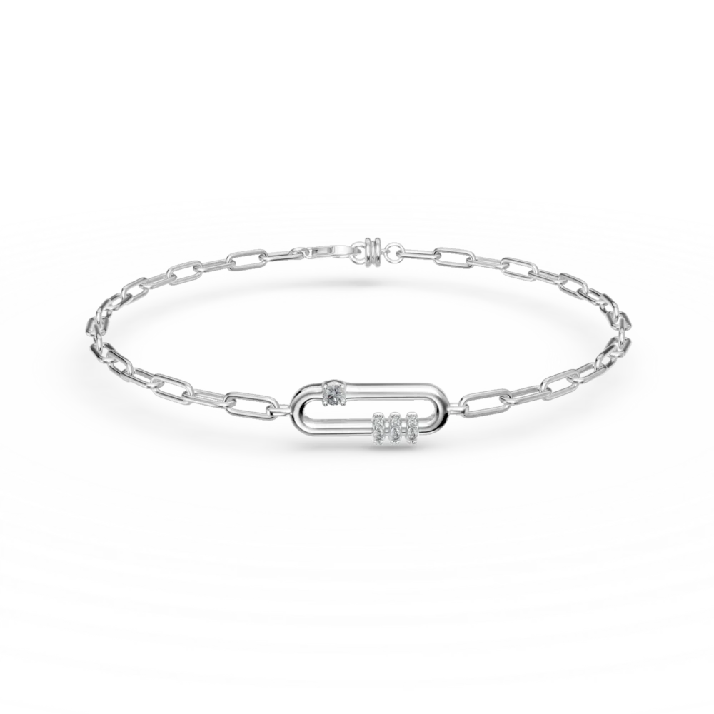 Bratara cu pandantiv oval din aur alb cu diamante de 0.07ct