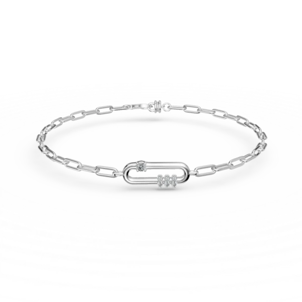 Bratara cu pandantiv oval din aur alb cu diamante de 0.07ct