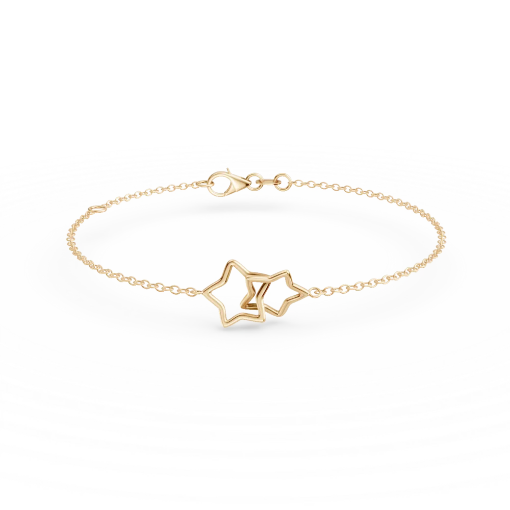 Bratara cu pandantiv stelute din aur galben