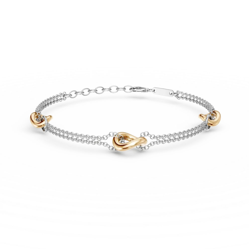 Bratara cu pandantive din aur alb-galben