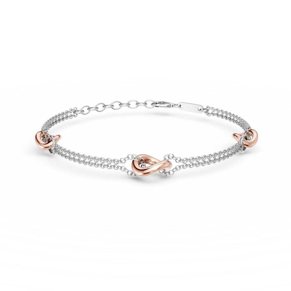 Bratara cu pandantive din aur alb-roz