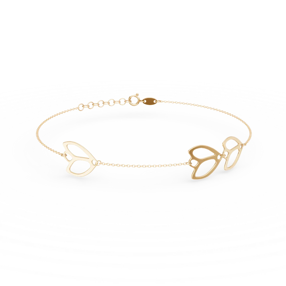 Bratara cu pandantive floare din aur galben