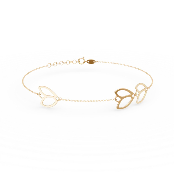 Bratara cu pandantive floare din aur galben
