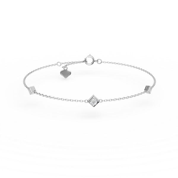 Bratara cu pandantive geometrice din aur alb cu diamante de 0.09ct