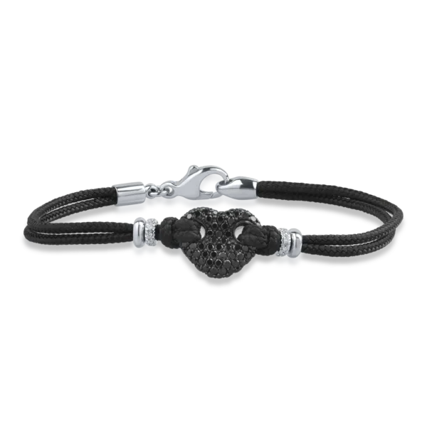 Bratara cu snur din aur alb-negru cu diamante negre de 0.88ct si diamante transparente de 0.08ct