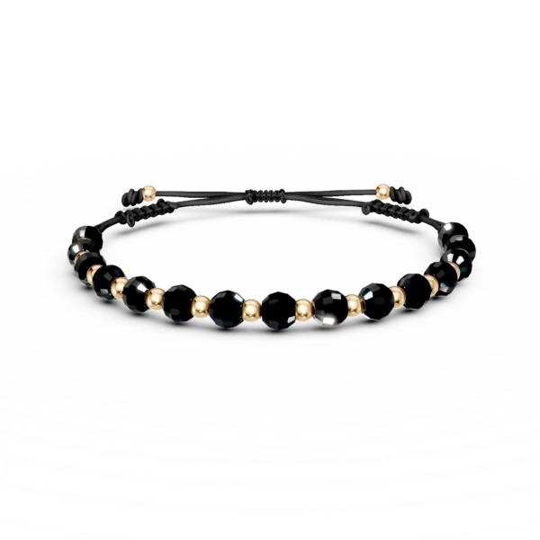 Bratara cu snur si bilute din aur galben