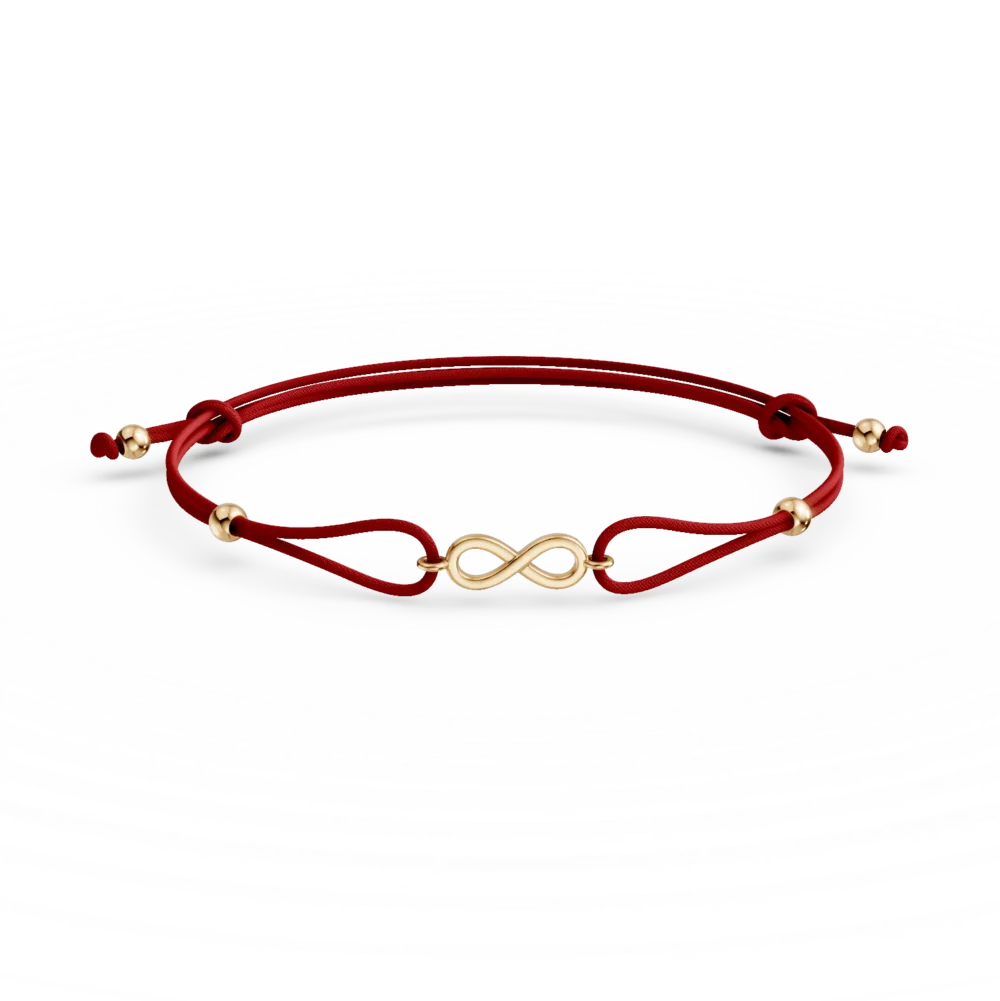 Bratara cu snur si charm infinit din aur galben