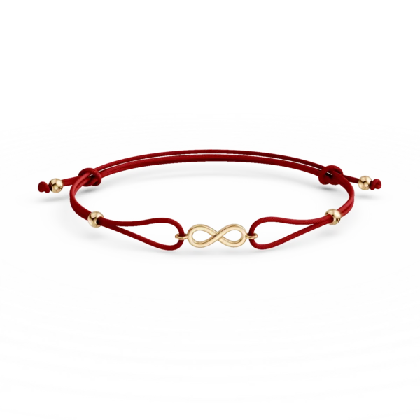 Bratara cu snur si charm infinit din aur galben