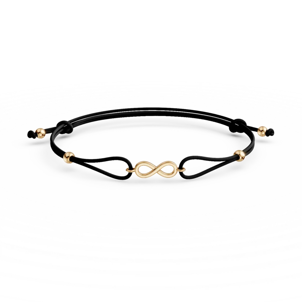 Bratara cu snur si charm infinit din aur galben