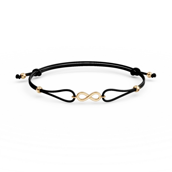 Bratara cu snur si charm infinit din aur galben