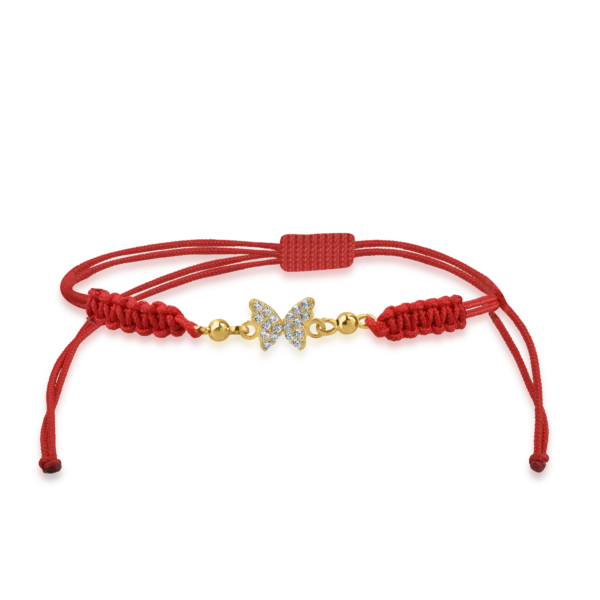 Bratara cu snur si pandantiv fluturas din aur galben