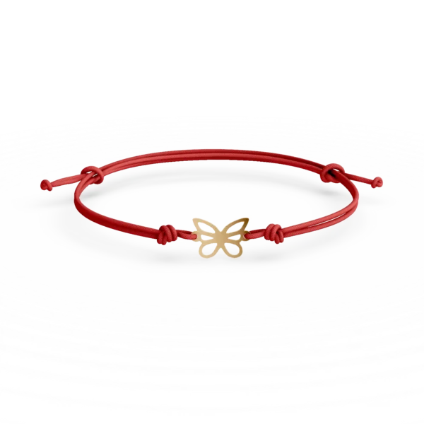 Bratara cu snur si pandantiv fluture din aur galben