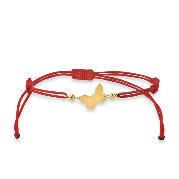 Bratara cu snur si pandantiv fluture din aur galben