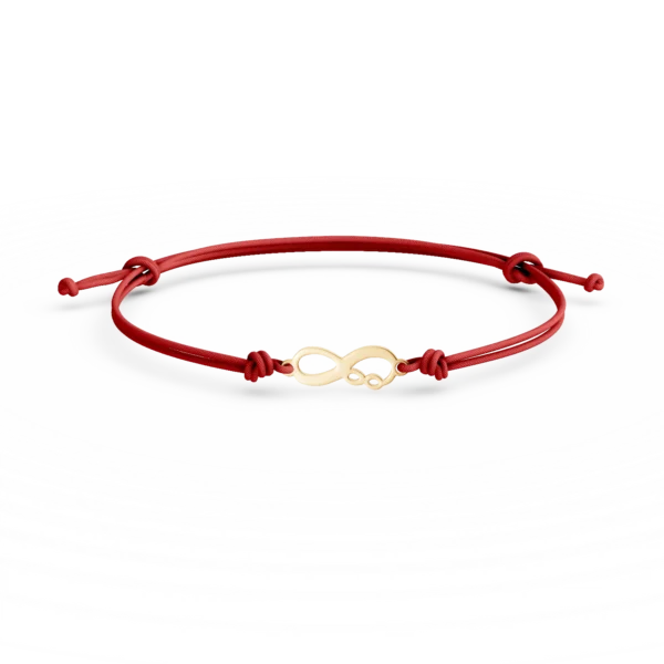 Bratara cu snur si pandantiv infinit din aur galben