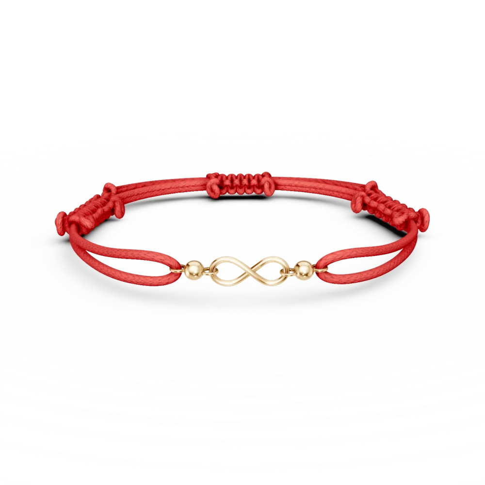 Bratara cu snur si pandantiv infinit din aur galben