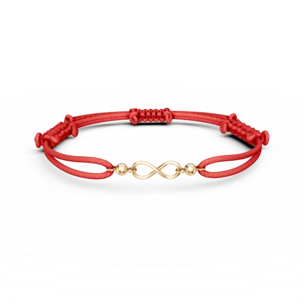 Bratara cu snur si pandantiv infinit din aur galben