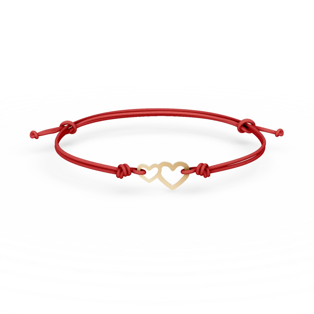 Bratara cu snur si pandantiv inimioara din aur galben