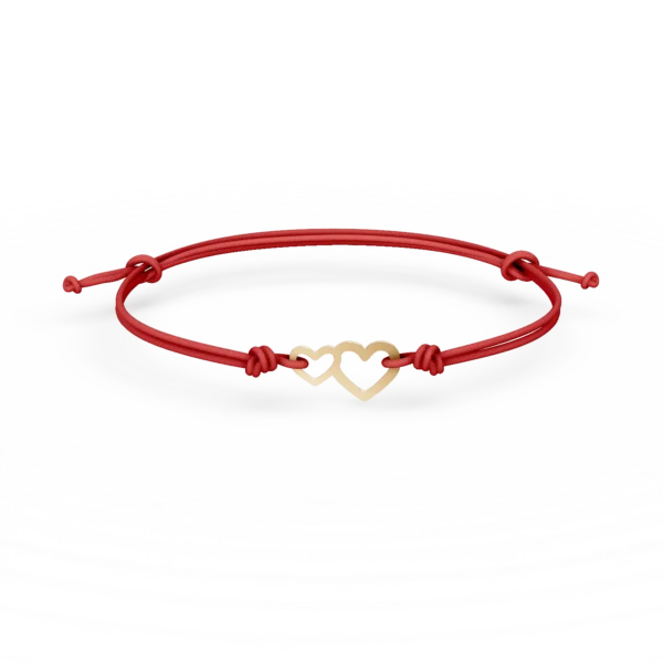 Bratara cu snur si pandantiv inimioara din aur galben