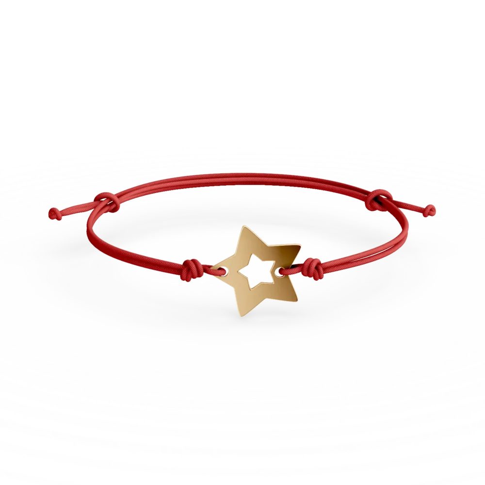 Bratara cu snur si pandantiv steluta din aur galben