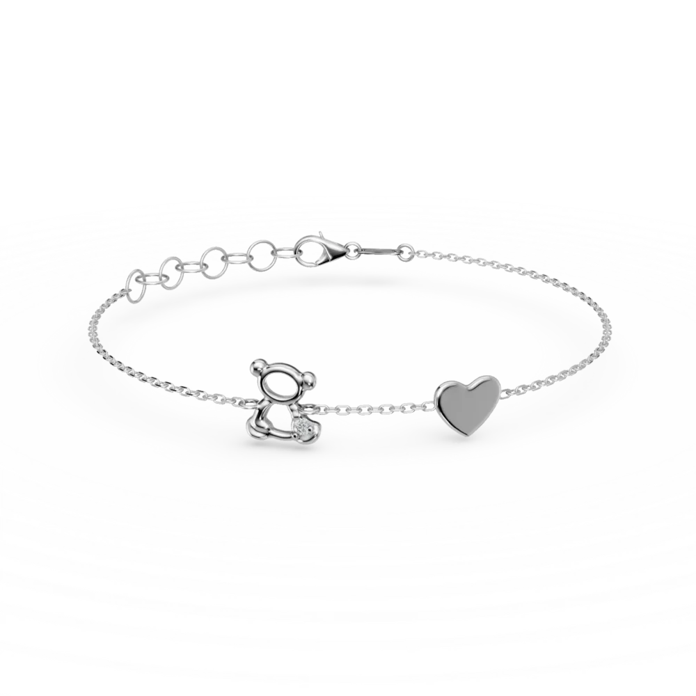 Bratara cu ursulet din aur alb pentru copii