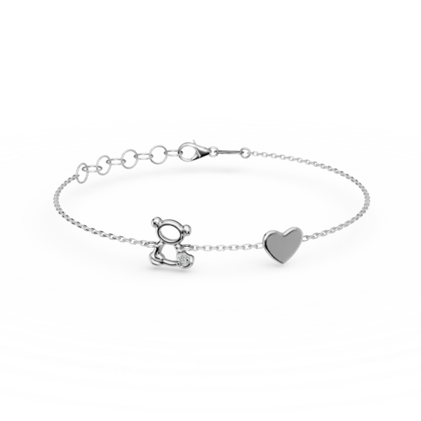 Bratara cu ursulet din aur alb pentru copii