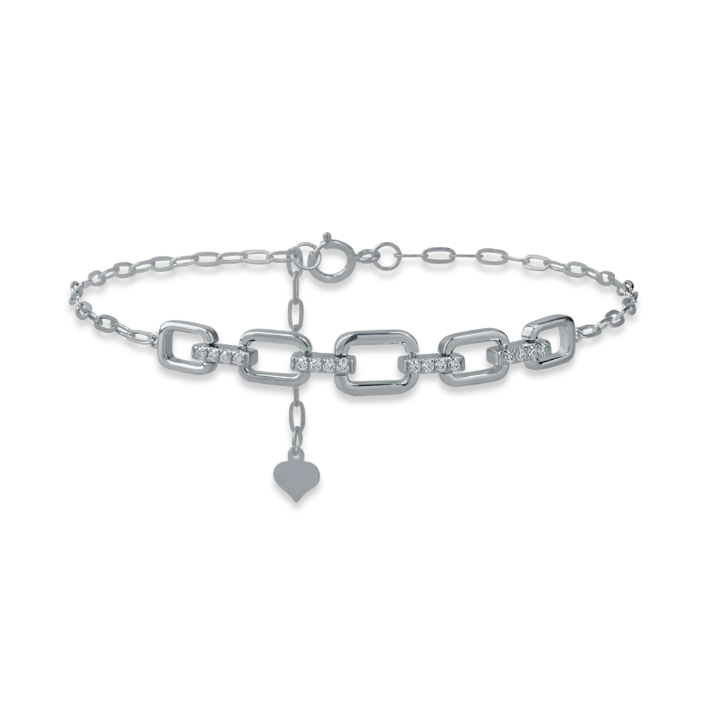 Bratara cu zale din aur alb cu diamante de 0.09ct