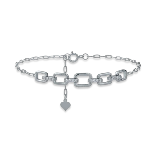 Bratara cu zale din aur alb cu diamante de 0.09ct