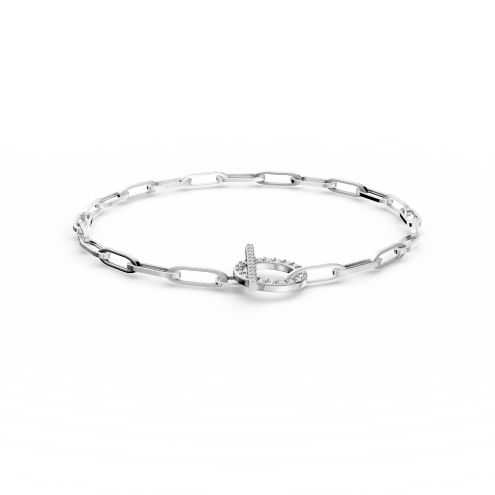 Bratara cu zale din aur alb cu diamante de 0.2ct