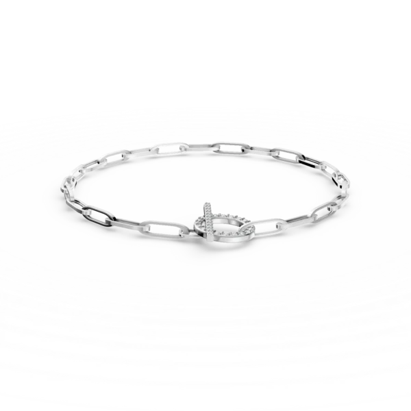 Bratara cu zale din aur alb cu diamante de 0.2ct