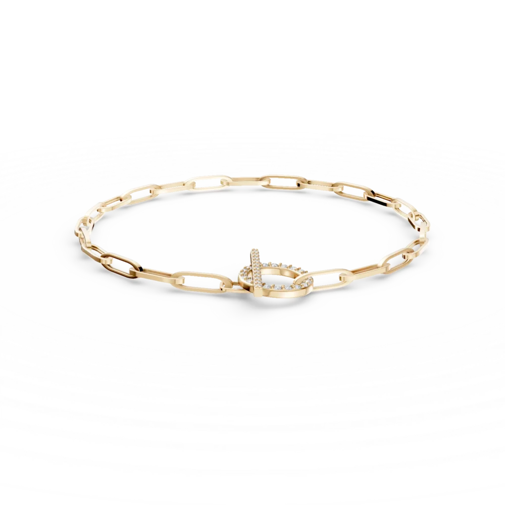 Bratara cu zale din aur galben cu diamante de 0.2ct