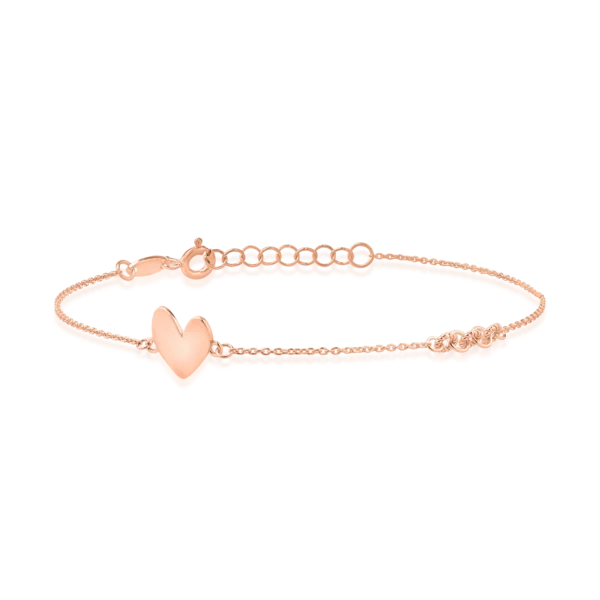 Bratara cu zale si inima din aur roz