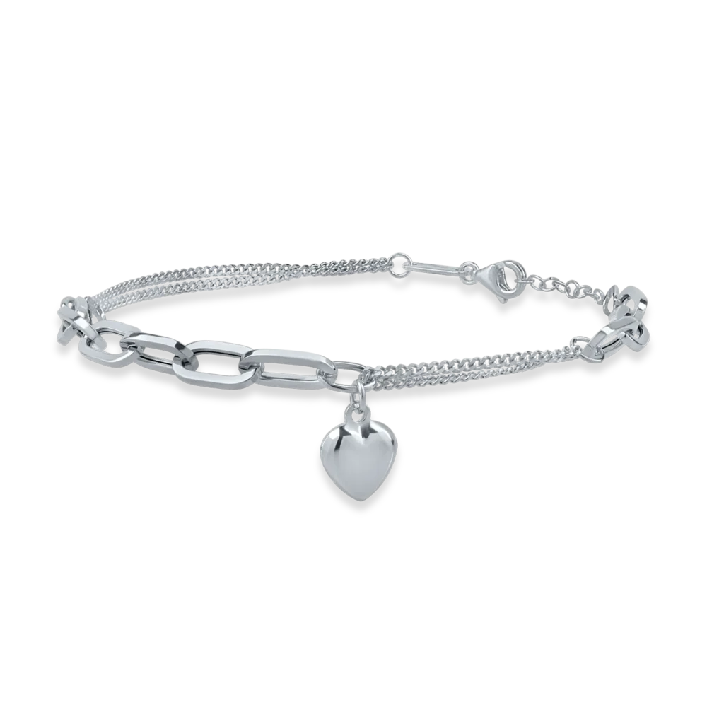 Bratara cu zale si inimioara din aur alb