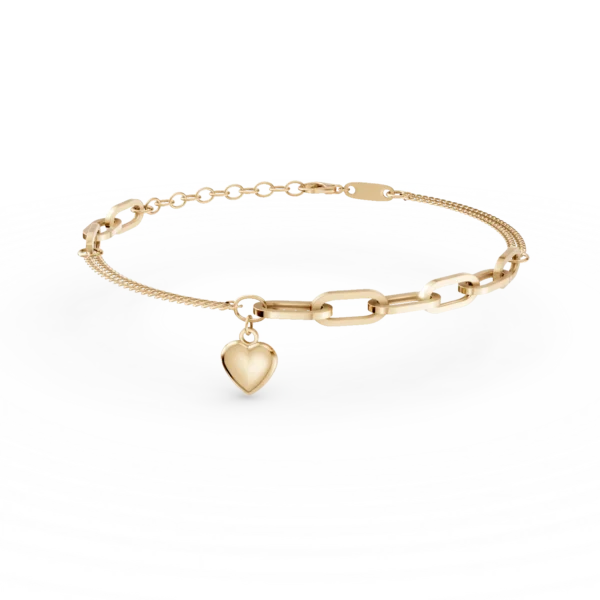 Bratara cu zale si inimioara din aur galben