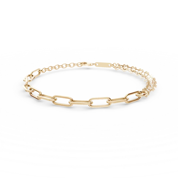 Bratara cu zale si inimioare din aur galben