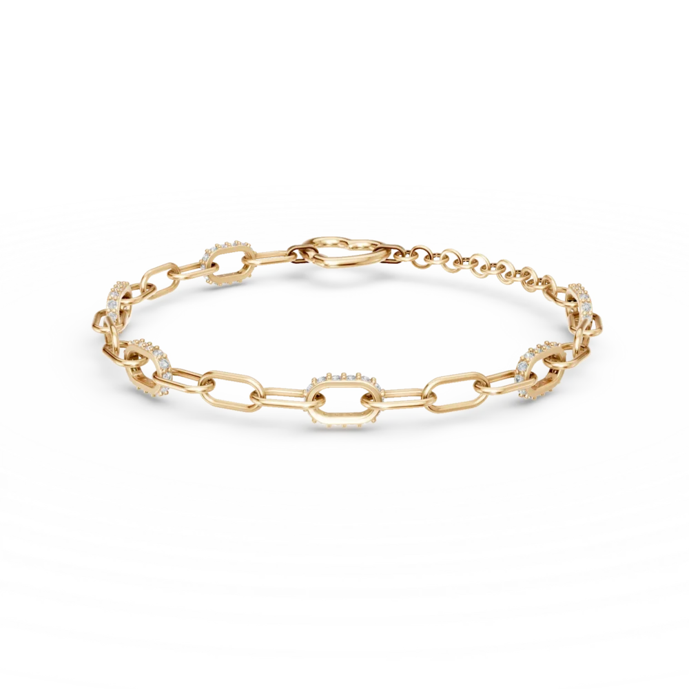 Bratara cu zale si pandantiv inima din aur galben