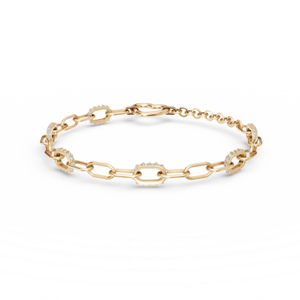 Bratara cu zale si pandantiv inima din aur galben