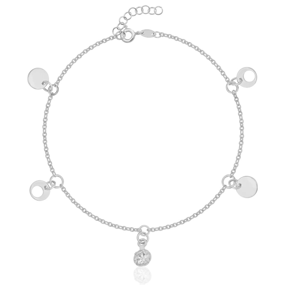 Bratara de picior cu charmuri din aur alb