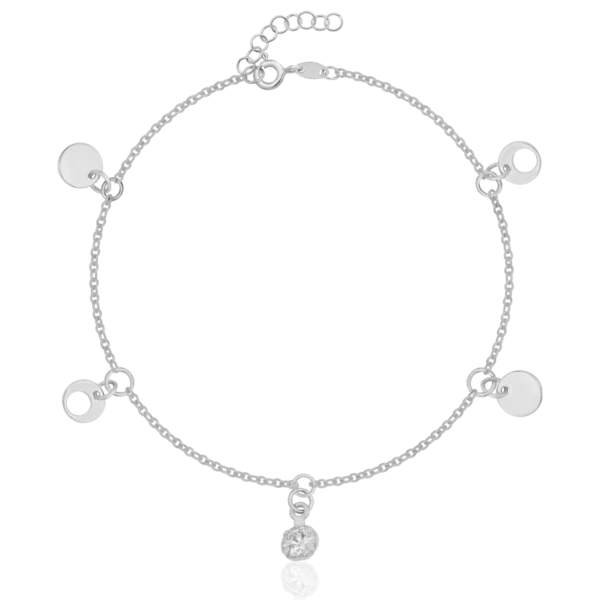 Bratara de picior cu charmuri din aur alb