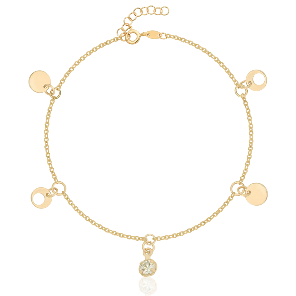 Bratara de picior cu charmuri din aur galben