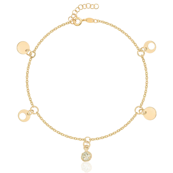 Bratara de picior cu charmuri din aur galben